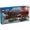 LEGO® City F1®-es kamion, RB20 és AMR24 F1®-es autókkal, játék versenyautó-szállítót tartalmazó szett 60445