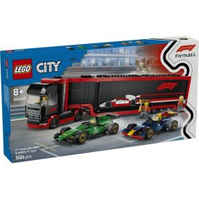   LEGO® City F1®-es kamion, RB20 és AMR24 F1®-es autókkal, játék versenyautó-szállítót tartalmazó szett 60445
