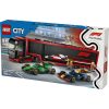 LEGO® City F1®-es kamion, RB20 és AMR24 F1®-es autókkal, játék versenyautó-szállítót tartalmazó szett 60445