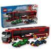 LEGO® City F1®-es kamion, RB20 és AMR24 F1®-es autókkal, játék versenyautó-szállítót tartalmazó szett 60445