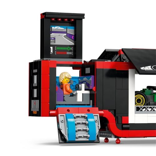 LEGO® City F1®-es kamion, RB20 és AMR24 F1®-es autókkal, játék versenyautó-szállítót tartalmazó szett 60445