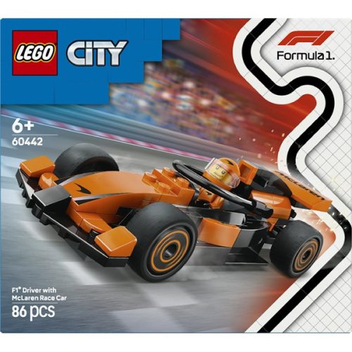 LEGO® City F1®-es pilóta McLaren versenyautóval, minijárművet tartalmazó játékkészlet 60442