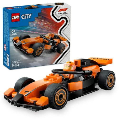 LEGO® City F1®-es pilóta McLaren versenyautóval, minijárművet tartalmazó játékkészlet 60442