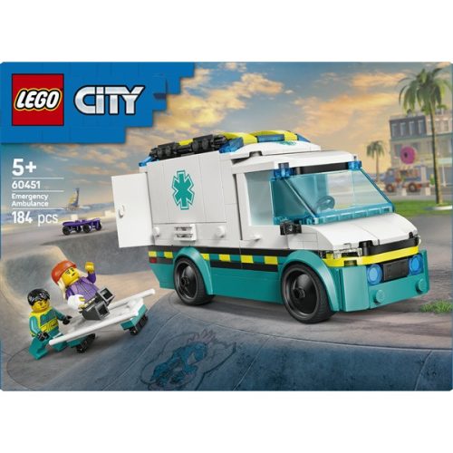 LEGO® City Sürgősségi mentőautó, játék autót tartalmazó építőszett 60451