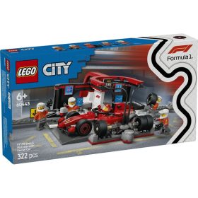  LEGO® F1®-es boxutca és személyzet, Ferrari autóval, versenyautós játék 60443