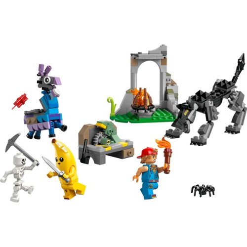 LEGO® Fortnite® Peely és Sparkplug táborhelye, videójátékon alapuló építőszett 77075