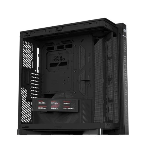 ASUS Ház ROG Cronox GR801, Tápegység nélkül, Fekete, Üvegfalú