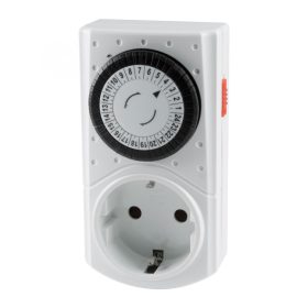 GAO 0760S mechanikus beltéri időzítő óra, manuális bekapcsolási lehetőség, 30 perces intervallumok, naponta ismétlődő kapcsolások, 250 V, 3680 W   GAO 0760S mechanikus beltéri időzítő óra, manuális bekapcsolási lehetőség, 30 perces intervallumok, naponta ismétlődő kapcsolások, 250 V, 3680 W