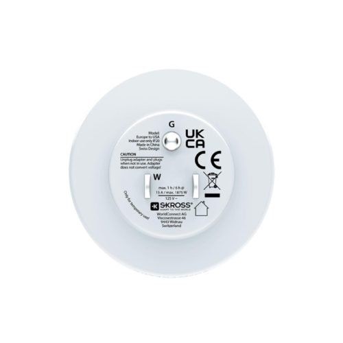 SKROSS 1.500203C-E utazó adapter, Europe to USA”, max. 3750 W, 15 A"