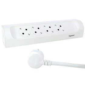   Legrand 694501 sarokba illeszkedő elosztósor, 4x2P+F, 1 m vezetékkel, fehér