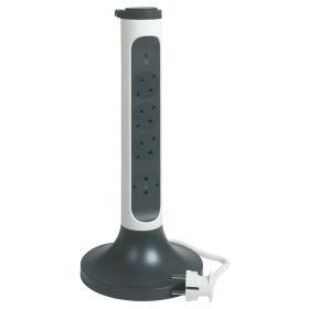   Legrand 694505 Elosztótorony, 4x2P+F, túlfeszültség-védelemmel, 2 m vezetékkel, fehér/fekete