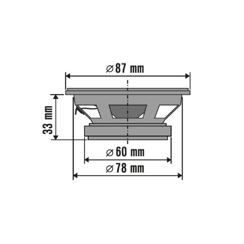 SAL BK 087 autóhangszóró pár, 87 mm, 2 x 35 Wmax, 75 - 18.500 Hz, 85 dB, PEI magas tölcsér, cellulóz mélyközép kónusz