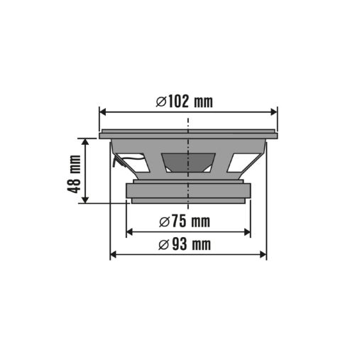 SAL BK 100 autóhangszóró pár, 100 mm, dupla kónusz, 2 x 45 Wmax, 4 Ohm, 55 - 19.000 Hz, 85 dB, PEI magas tölcsér, cellulóz mélyközép kónusz
