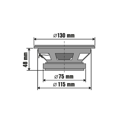 SAL BK 130 autóhangszóró pár, 130 mm, dupla kónusz, 2 x 50 Wmax, 4 Ohm, 50 - 19.000 Hz, 86 dB, PEI magas tölcsér, cellulóz mélyközép kónusz