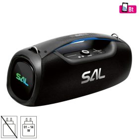 SAL BT9000 hordozható boombox, vezeték nélküli hangszóró, 100 W, IPX5, BT TWS, AUX, USB/microSD, Soft Touch gombok, ~10 h üzemidő, USB-C töltőkábel   SAL BT9000 hordozható boombox, vezeték nélküli hangszóró, 100 W, IPX5, BT TWS, AUX, USB/microSD, Soft Touch gombok, ~10 h üzemidő, USB-C töltőkábel