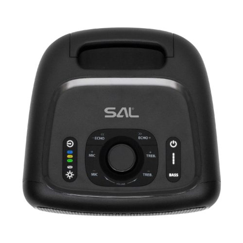 SAL BTCUBE hordozható Boombox, vezeték nélküli hangszóró, 70 watt, 3 hangszóró, Bluetooth TWS, IPX4, beépített akkumulátor