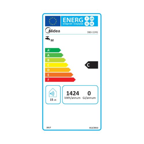 MIDEA D80-15FG elektromos vízmelegítő, bojler, 1500 W, 80 liter, zománcozott víztartály és fűtőszál, mechanikus vezérlés