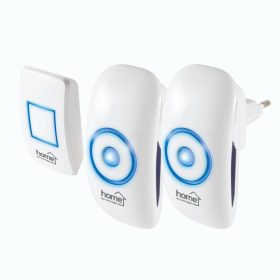 Home DBS 1501AC vezeték nélküli csengőszett, 150m hatótáv, 36 dallam, többszólamú hang, 4 fokozatú hangerő, kék LED, 230V-os tápellátás   Home DBS 1501AC vezeték nélküli csengőszett, 150m hatótáv, 36 dallam, többszólamú hang, 4 fokozatú hangerő, kék LED, 230V-os tápellátás