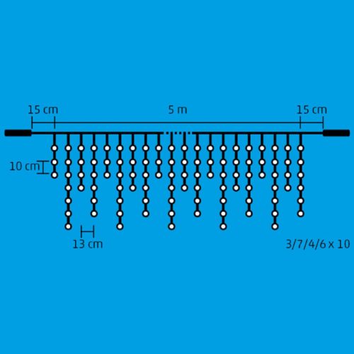 Home DLFJ 200/WH LED-es fényfüggöny, 5 m / 200 db hidegfehér LED, állófényű, fehér vezeték, sorolható, kül- és beltéri kivitel