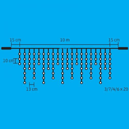 Home DLFJ 400/WH LED-es fényfüggöny, 10 m / 400 db hidegfehér LED, állófényű, fehér vezeték, sorolható, kül- és beltéri kivitel