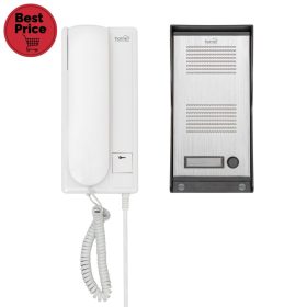 Home DP 22 vezetékes kaputelefon szett, falon kívüli alumínium kültéri egység, kétvezetékes bekötés, zárnyitási lehetőség, IP23 vízállóság, 230V   Home DP 22 vezetékes kaputelefon szett, falon kívüli alumínium kültéri egység, kétvezetékes bekötés, zárnyitási lehetőség, IP23 vízállóság, 230V