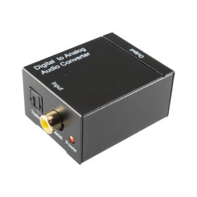   SAL DTA AUDIO digitális-analóg audió átalakító, 2in1 TOSLINK és koaxiális RCA bemenet, 2 RCA kimenet, hálózati adapter