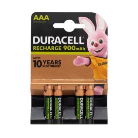   Duracell HR03 10PP110048 AAA NiMH akkumulátor, 1,2 V feszültség, 900 mAh kapacitás, 4db/bliszter