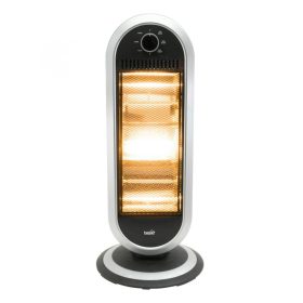   Home FK 231 álló elektromos halogén hősugárzó fűtőtest, 400W/800W/1200W, oszcillálás, IP20 védelem, fekete/ezüst