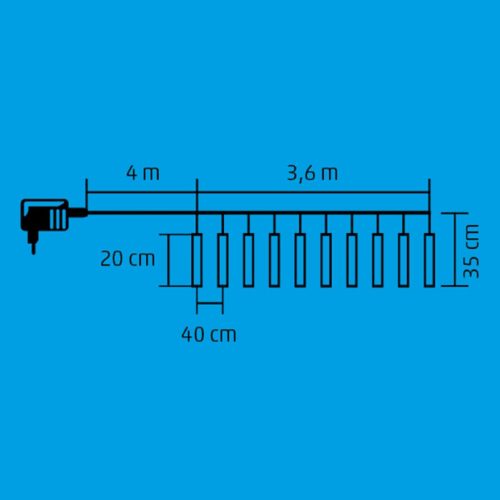 Home G 10201 LED-es jégcsap fényfüzér, 3,33x0,21 m / 200 db hidegfehér LED, 10 db jégcsap, átlátszó vezeték, fényjáték, hálózati adapter, kül- és beltéri kivitel