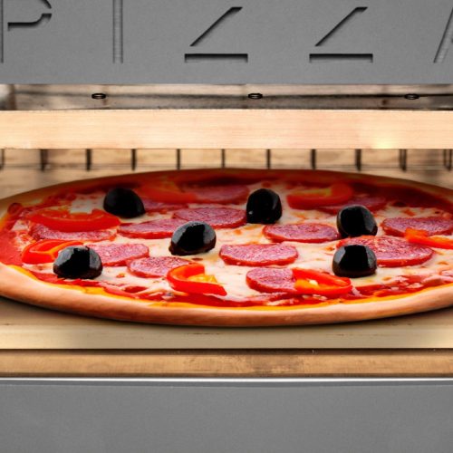 HOME HGPZ02 elektromos pizzakemence, 2000W, max. 380 °C, IPX4 védelem, 33x33 cm sütési felület, 1,5 cm-es Cordierite pizzakő, rozsdamentes ajtó