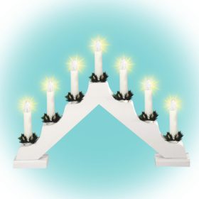 Home KAD 03 gyertyapiramis, 7 db izzó, fehér festett fa, L7D   Home KAD 03 gyertyapiramis, 7 db izzó, fehér festett fa, L7D