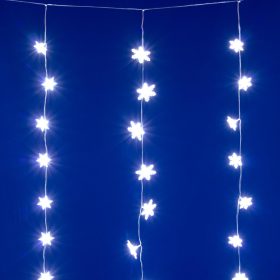 HOME KAF50WH LED-es hópehely fényfüggöny, 1,35 m, 50 db hidegfehér LED, hálózati tápellátás, beltéri kivitel   HOME KAF50WH LED-es hópehely fényfüggöny, 1,35 m, 50 db hidegfehér LED, hálózati tápellátás, beltéri kivitel