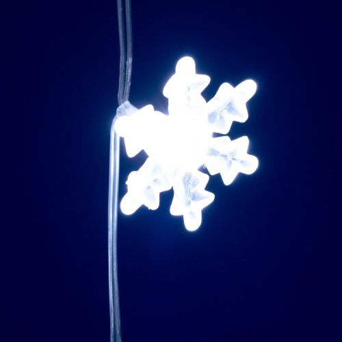 HOME KAF50WH LED-es hópehely fényfüggöny, 1,35 m, 50 db hidegfehér LED, hálózati tápellátás, beltéri kivitel