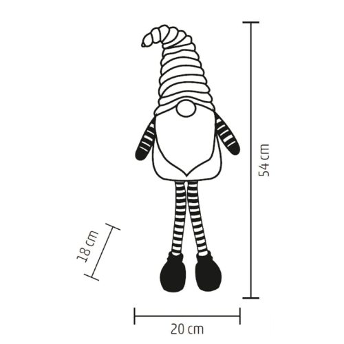 Home KDD 54 manó dekoráció, 3 db villogó LED, szövet, plüss
