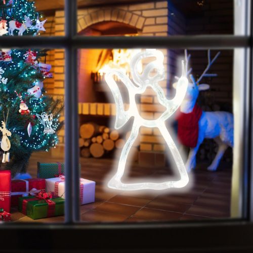 Home KID 413 angyal ablakdísz, 8 db LED, öntapadós elemtartó