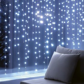   HOME KIN210DWH DOT LED-es fényfüggöny, 210db hidegfehér DOT LED, 1,5m hosszú, állófényű, adapteres tápellátás, beltéri kivitel