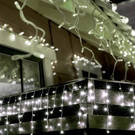   Home KKF 158/WH LED-es fényfüggöny, 5 m / 150 db hidegfehér LED, 8 fényprogram, fehér vezeték, hálózati adapter, kül- és beltéri kivitel