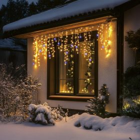 HOME KKF600D10M LED-es sziporkázó fényfüggöny, 600 db melegfehér DOT LED, átlátszó vezeték, 10 méter, hálózati adapter, kül- és beltéri kivitel   HOME KKF600D10M LED-es sziporkázó fényfüggöny, 600 db melegfehér DOT LED, átlátszó vezeték, 10 méter, hálózati adapter, kül- és beltéri kivitel