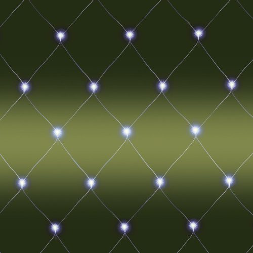 Home KLN 160C/WH LED-es háló, 2x1,5 m / 160 db hidegfehér LED, zöld vezeték, állófényű, hálózati adapter, kül- és beltéri kivitel