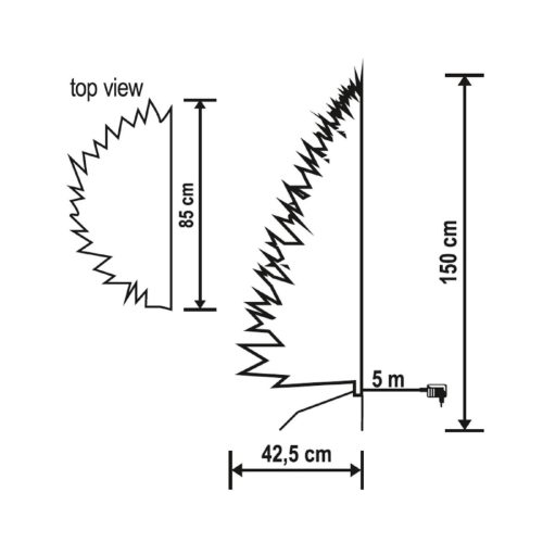 Home KMF 7/150 fél műfenyő beépített világítással, 180 db LED, 150 cm magasság, 85 cm legnagyobb átmérő, sík oldal