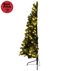   Home KMF 7/180 fél műfenyő beépített világítással, 240 db LED, 180 cm magasság, 100 cm legnagyobb átmérő, sík oldal