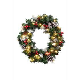 HOME KMK45LED LED-es műkoszorú, 45 cm, 35 db melegfehér LED, 8 programos, időzítés, 2D tűlevél, elemes tápellátás, beltéri kivitel   HOME KMK45LED LED-es műkoszorú, 45 cm, 35 db melegfehér LED, 8 programos, időzítés, 2D tűlevél, elemes tápellátás, beltéri kivitel