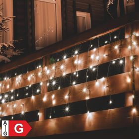  Home KSF 200/WW LED-es fényfüggöny, 4 m / 200 db melegfehér LED, állófényű, fekete vezeték, sorolható, kül- és beltéri kivitel