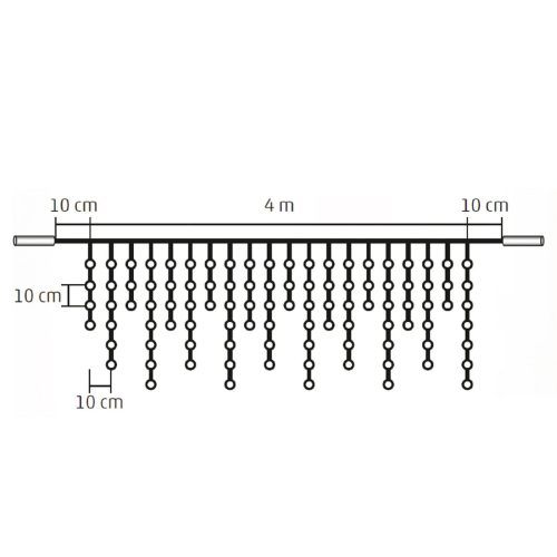 Home KSF 200/WW LED-es fényfüggöny, 4 m / 200 db melegfehér LED, állófényű, fekete vezeték, sorolható, kül- és beltéri kivitel