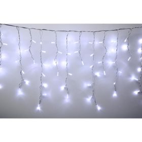   HOME KSFW200WH sorolható fényfüggöny, 4 méter, 200db hidegfehér LED, fehér vezeték, kül- és beltéri kivitel