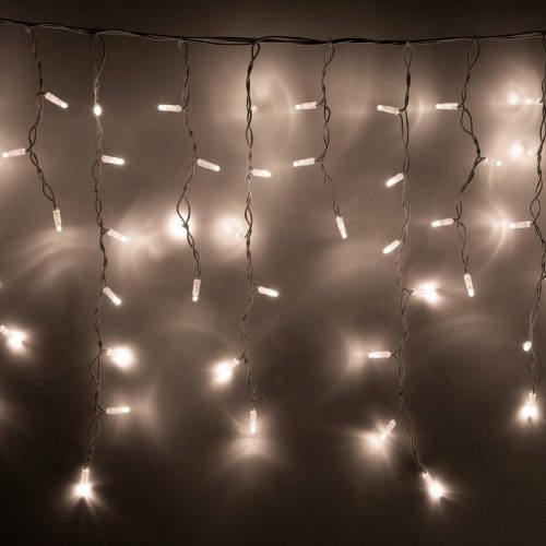 HOME KSFW200WW sorolható fényfüggöny, 4 méter, 200db melegfehér LED, fehér vezeték, kül- és beltéri kivitel