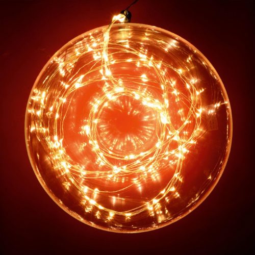 Home ML 150/WW micro LED-es fényfüzérköteg, 150 db melegfehér micro LED, 6 ágú, vékony, ezüstszínű vezeték, hálózati adapter, kül- és beltéri kivitel