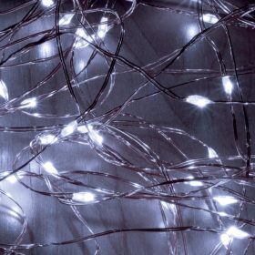   Home ML 200/WH micro LED-es fényfüzérköteg, 200 db hidegfehér micro LED, 10 ágú, vékony, ezüstszínű vezeték, hálózati adapter, kül- és beltéri kivitel