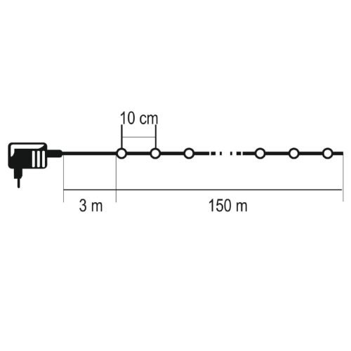 HOME ML1500WH micro LED-es fényfüzér, 150 m, 1500db hidegfehér micro LED, 8 program, időzítés, hálózati adapter, távirányító, kül- és beltéri kivitel