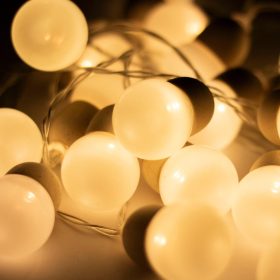 Home MLC20B LED-es gömb fényfüzér, 20 melegfehér LED, elemes, ~3m hossz, átlátszó vezeték, fa + műanyag   Home MLC20B LED-es gömb fényfüzér, 20 melegfehér LED, elemes, ~3m hossz, átlátszó vezeték, fa + műanyag